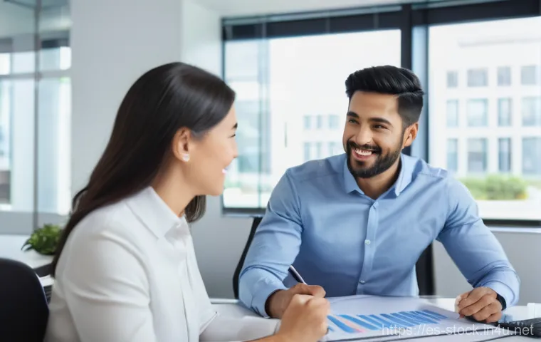 증권투자상담사와 펀드 투자 상담 팁 - **Prompt:** A diverse, professional investment advisor, appearing confident and approachable, is sea...
