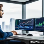 Home 21 증권투자상담사와 자산관리 상담 차별화 - A professional financial advisor in a modern office environment, analyzing stock market data on mult...