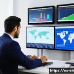 Home 20 증권투자상담사 선배의 조언 모음 - A detailed and vibrant financial advisor’s office scene in Spain, featuring a professional Spanish m...