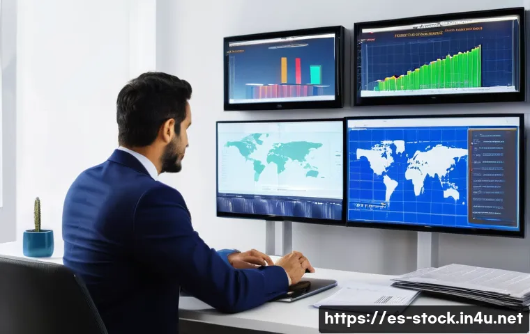 증권투자상담사 선배의 조언 모음 - A detailed and vibrant financial advisor’s office scene in Spain, featuring a professional Spanish m...