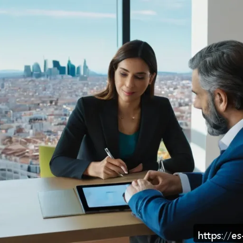 증권투자상담사 취업 성공 사례 - A professional Spanish financial advisor attentively listening to a middle-aged Hispanic client in a...