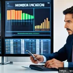 Home 18 증권투자상담사와 채권 투자 상담 - A modern financial advisor’s office scene in a bustling Spanish city, featuring a professional Hispa...