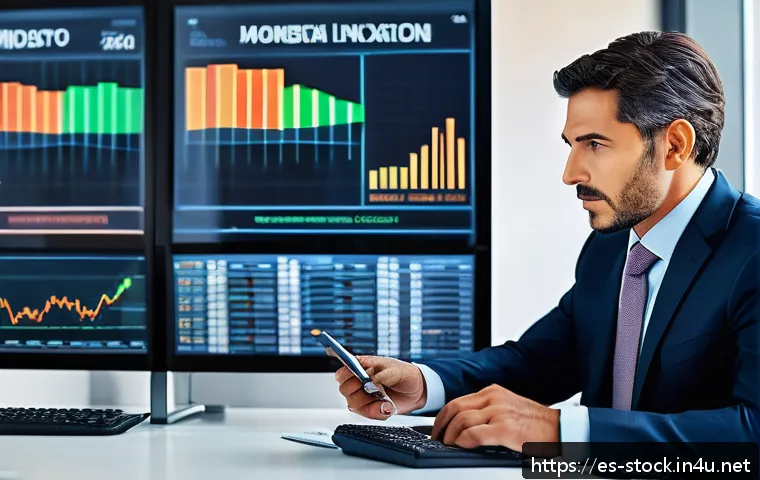 증권투자상담사와 채권 투자 상담 - A modern financial advisor&rsquo;s office scene in a bustling Spanish city, featuring a professional Hispa...