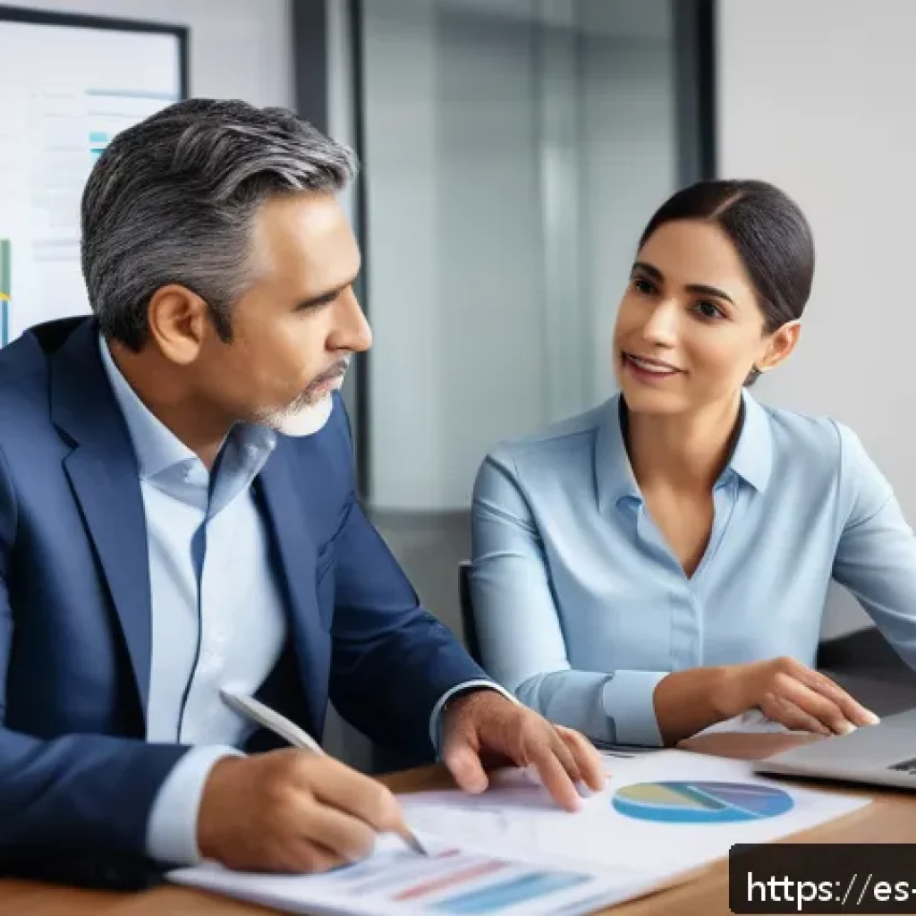 증권투자상담사와 재무상담 포트폴리오 - A professional Hispanic financial advisor in a modern office setting, explaining clear and realistic...